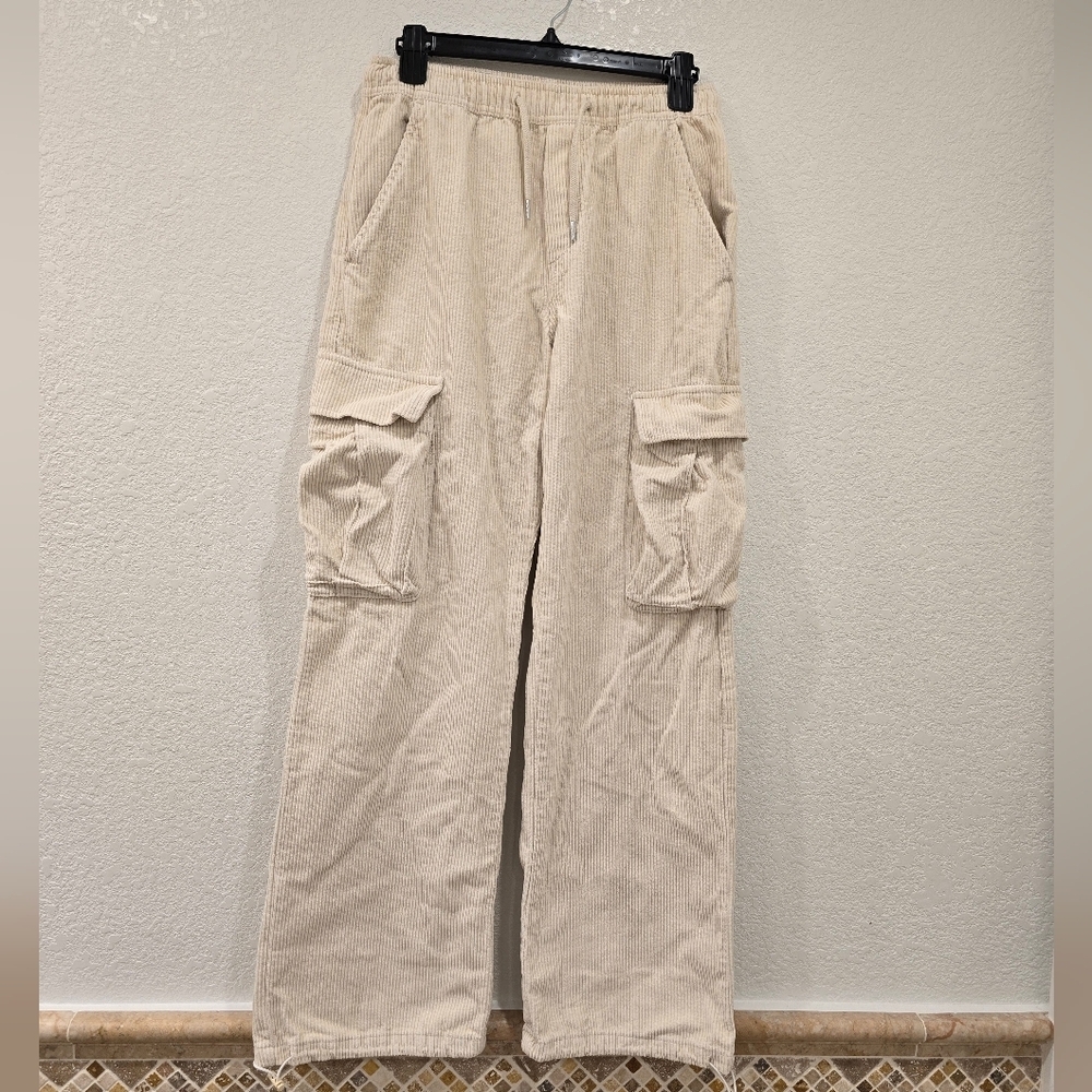 8 Seconds Corduroy  Wide Leg Cargo Pants Ivory Size 64 - Picture 4 of 7